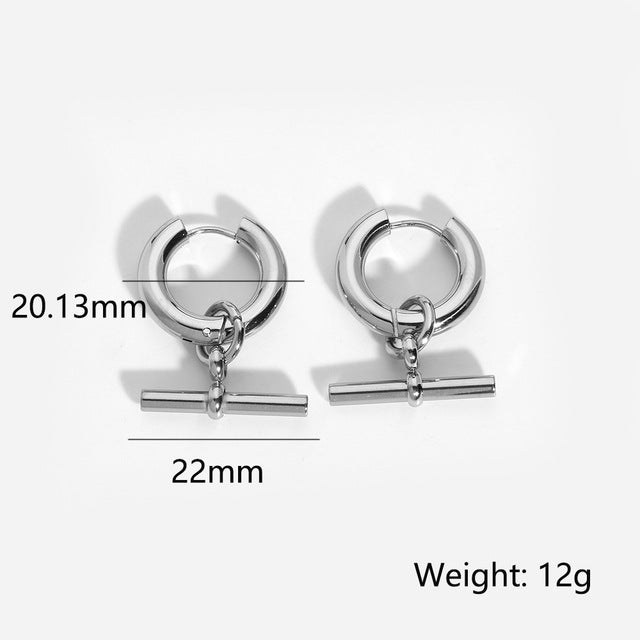 Fashion Simple Style T-shaped Pendant Titanium Steel 18K Gold Plating Basic Chain Necklace